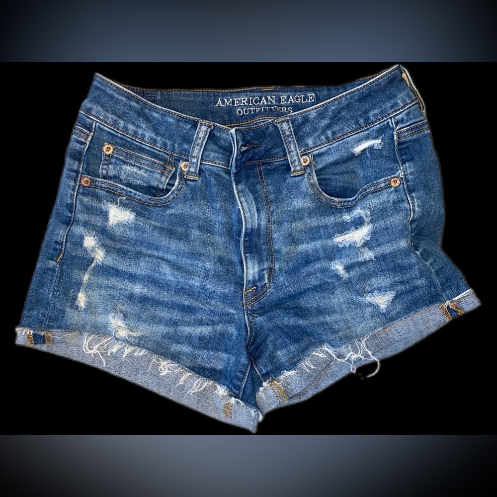 American Eagle Outfitters High Rise Shortie Denim Shorts Size 8